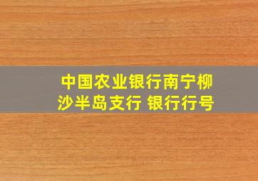 中国农业银行南宁柳沙半岛支行 银行行号